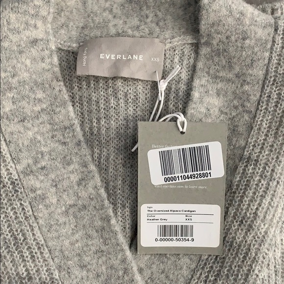 Everlane Oversized Alpaca Cardigan XXS Light Grey - Picture 4 of 5